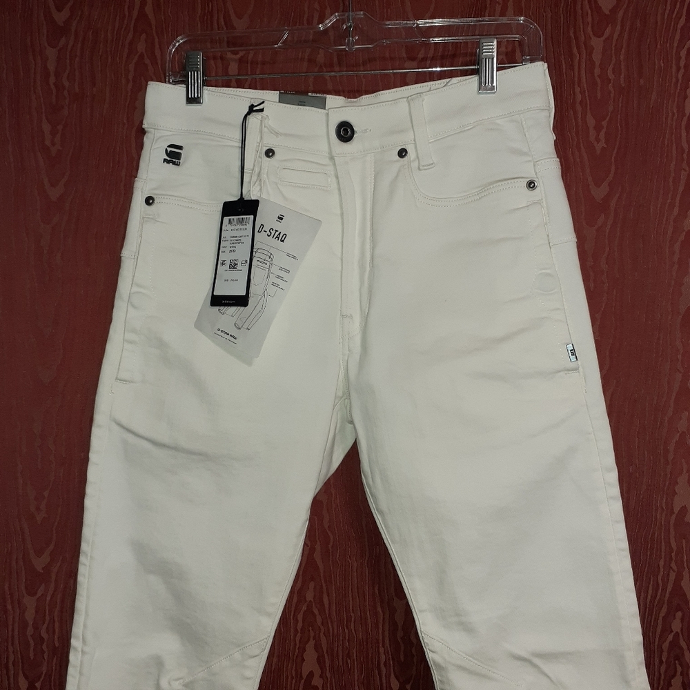 NWT G STARR RAW D-STAQ 3D SLIM WHITE WOMEN'S JEANS SIZE 28/30 SUPER STRETCH - Picture 1 of 16